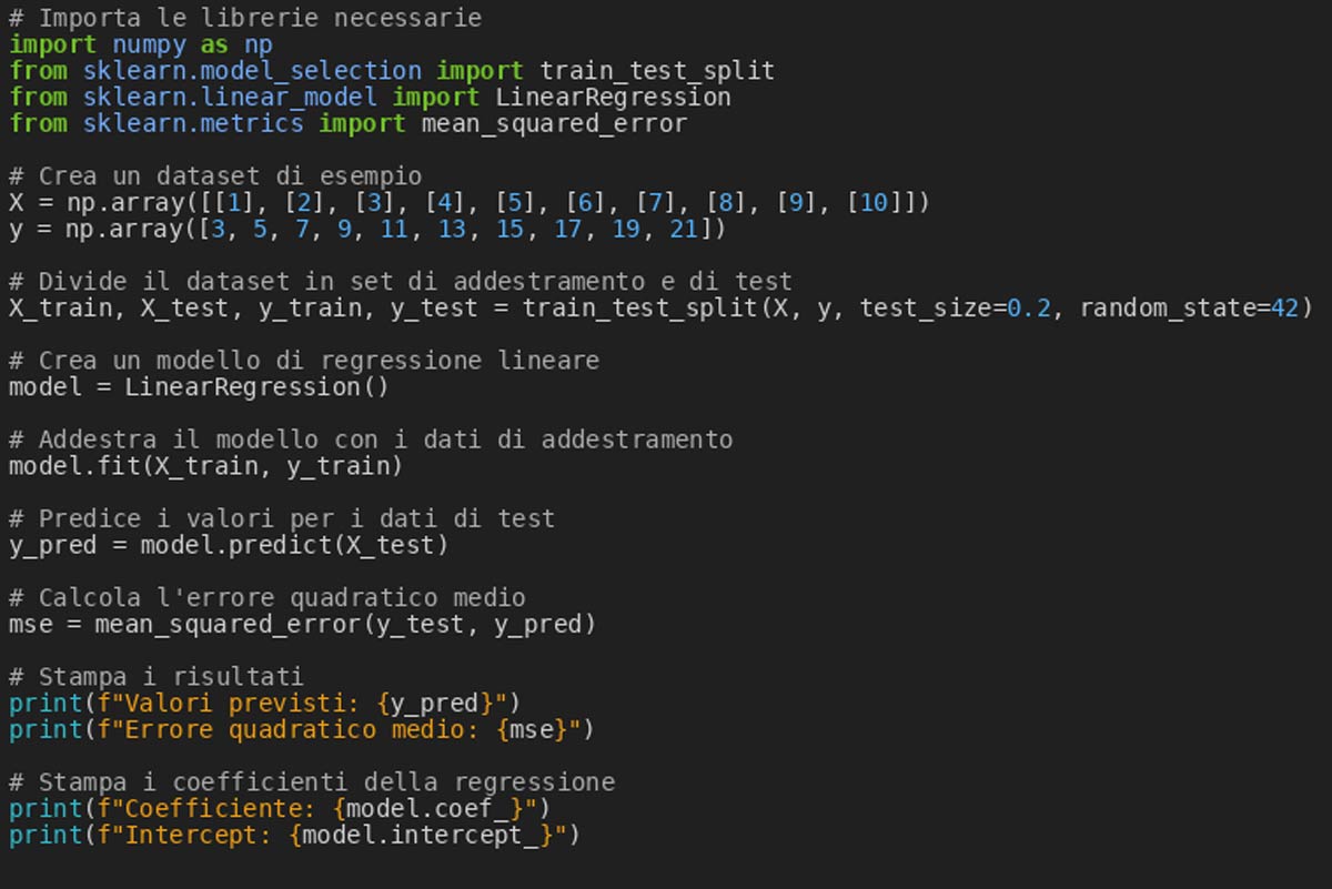 esempio di codice Python libreria Scikit-Learn