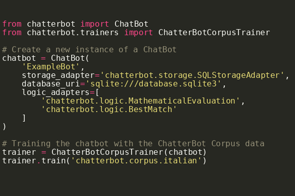 esempio di chatbot Chatterbot configurato in Python