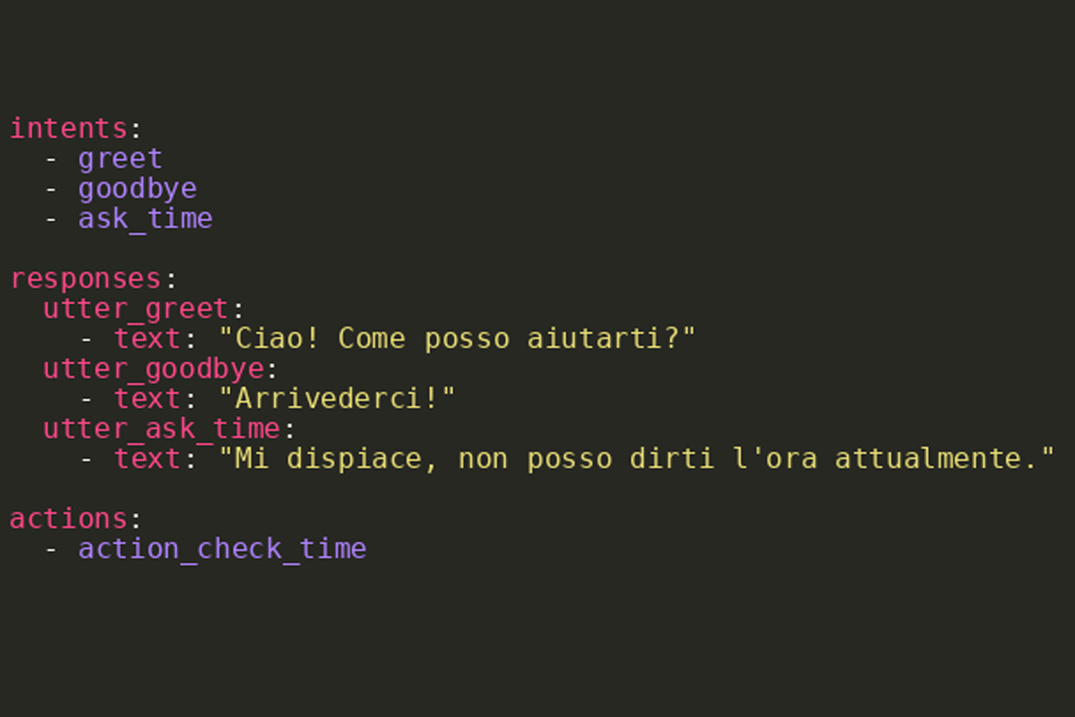 esempio di chatbot Rasa configurato in Python